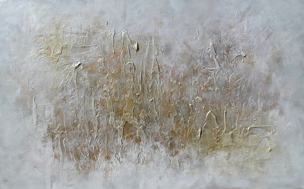 DREAMS. Large Abstract Beige Gold Textured Painting. by Sveta Osborne