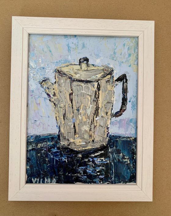 Still life with flowers and teapot