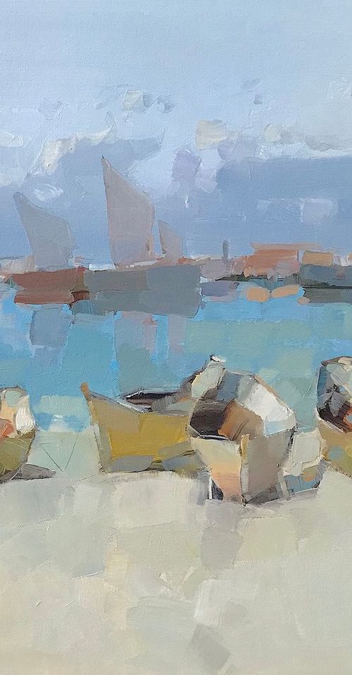 Seashore, Original oil painting, Handmade artwork, One of a kind by Vahe Yeremyan
