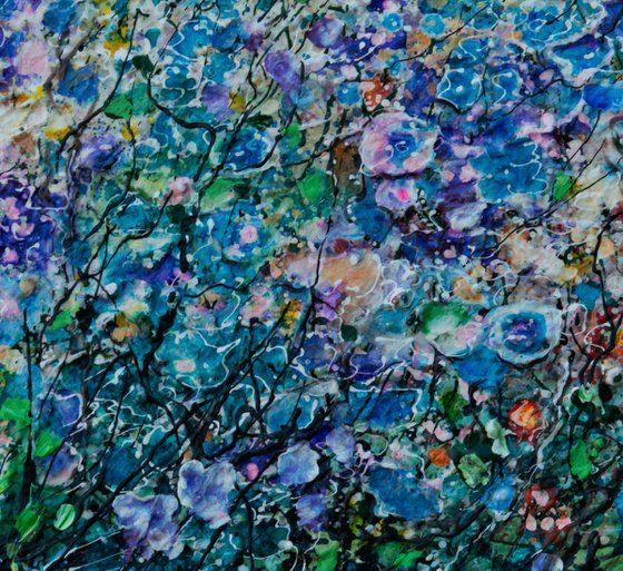 Dream Blue by OLena Art   17" X 12" X 1" - Original Painting   by Olena Art