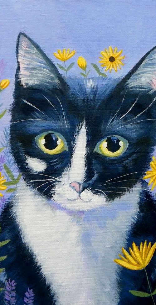 Kitty with Daisies by Mary Stubberfield