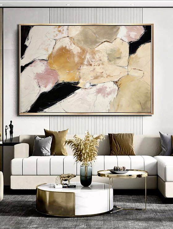 Sand Beige abstraction. Warm large Geometric Abstract Art. POWER OF THE DESERT