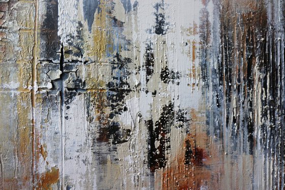ABANDONED PATHS - ABSTRACT ACRYLIC PAINTING TEXTURED * TRIPTYCH