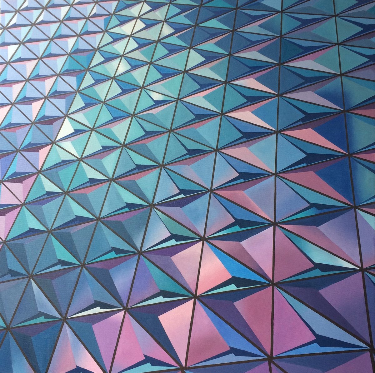 Geometric Abstract Oil Painting By Jill Ann Harper, 30 X 30, Trilateral, Original Artwork