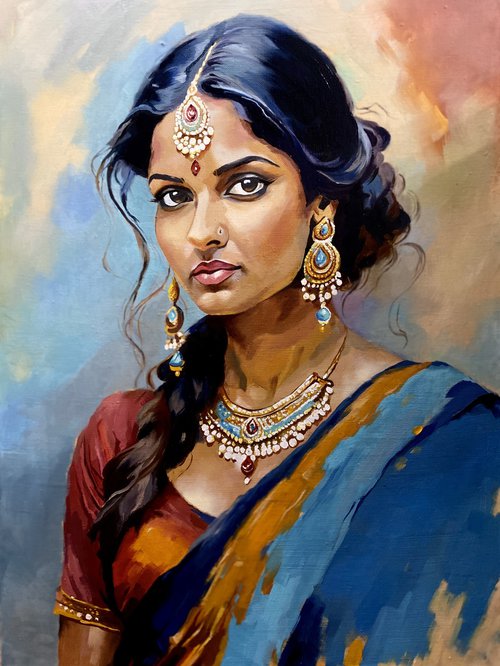 Indian woman portrait by Elvira Sultanova