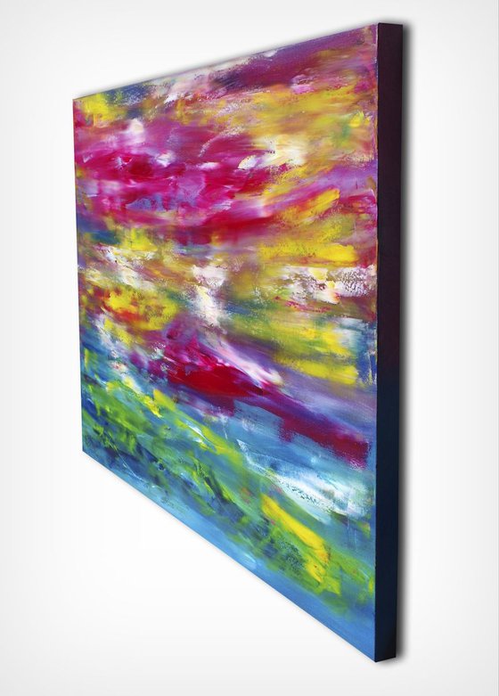 Commissioned painting "Alive II" 100x70 cm, Deep edge, LARGE XL, Original abstract painting, oil on canvas