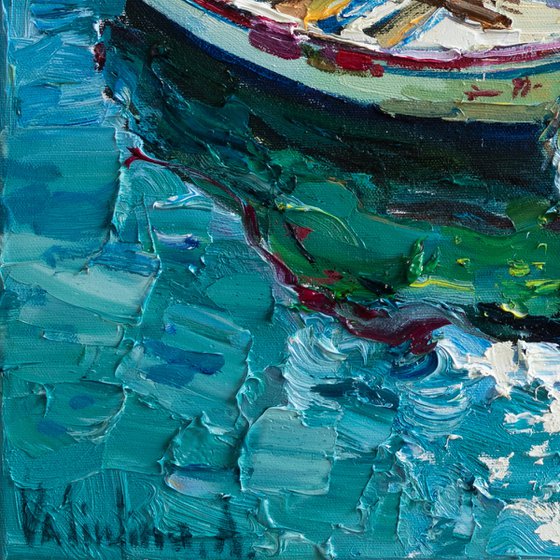 Boats  - Original impasto oil painting