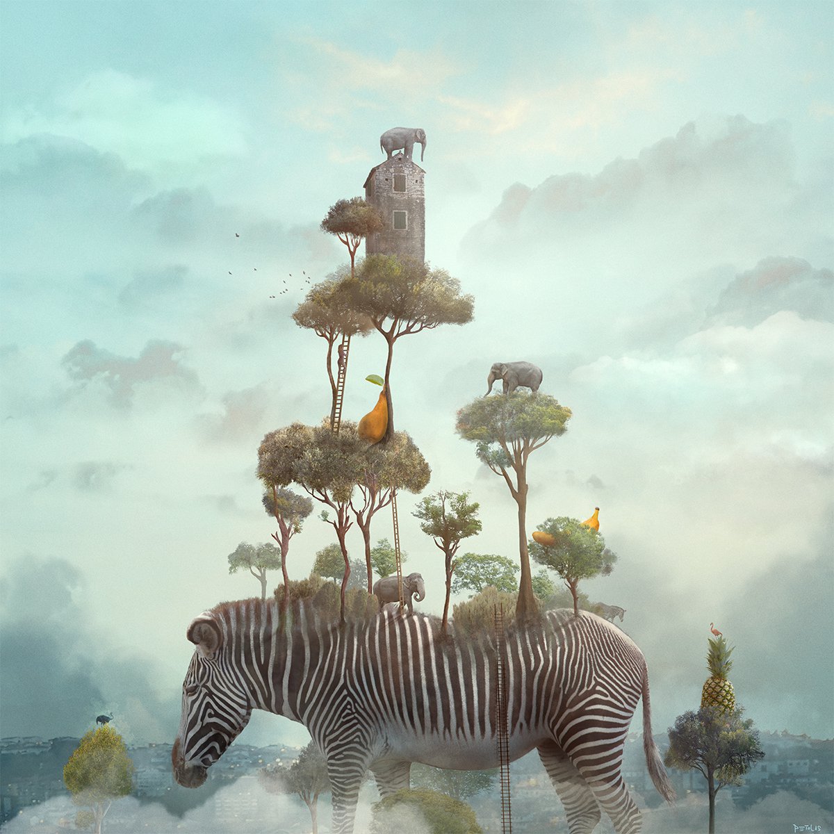 Surrealistic Portrait Photograph By Nikolina Petolas, 31 X 31", The Tree House, Original Artwork