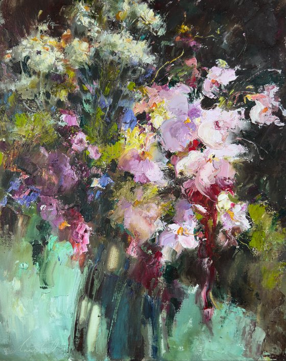 Pink evening. Abstract Flowers