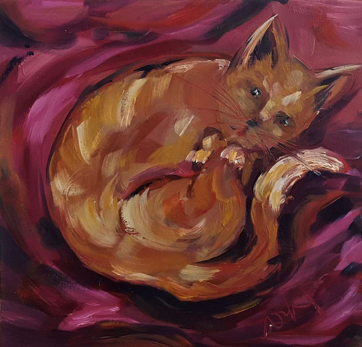 Pretty in Pink - let sleeping cats lay... by Niki Purcell - Irish Landscape Painting