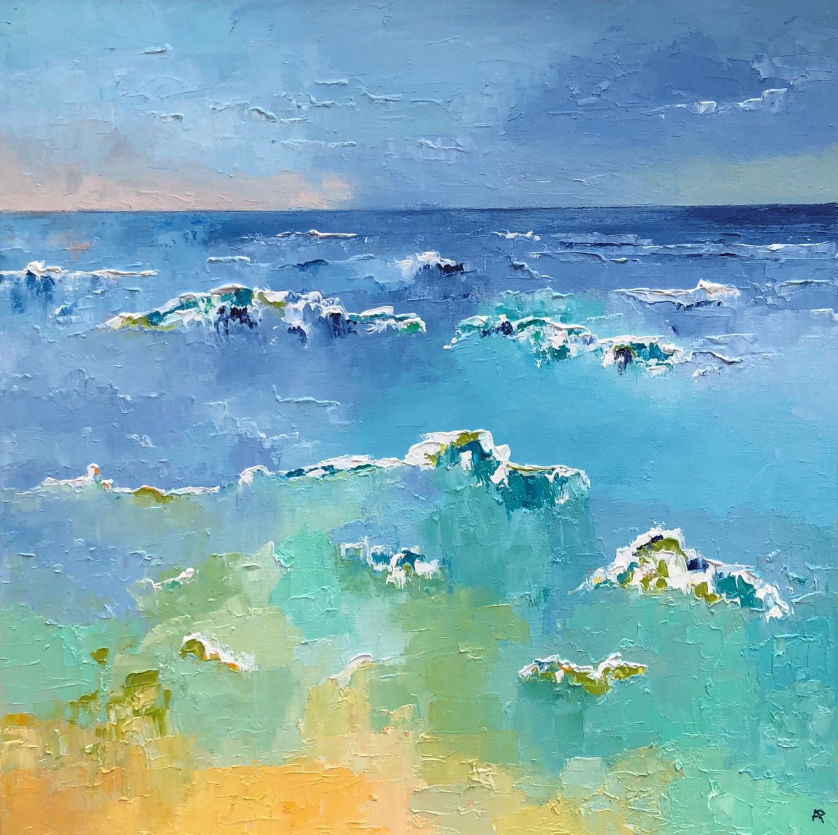 Breaking Waves By Ann Palmer, 26 X 26, Artwork For Sale On Artfinder