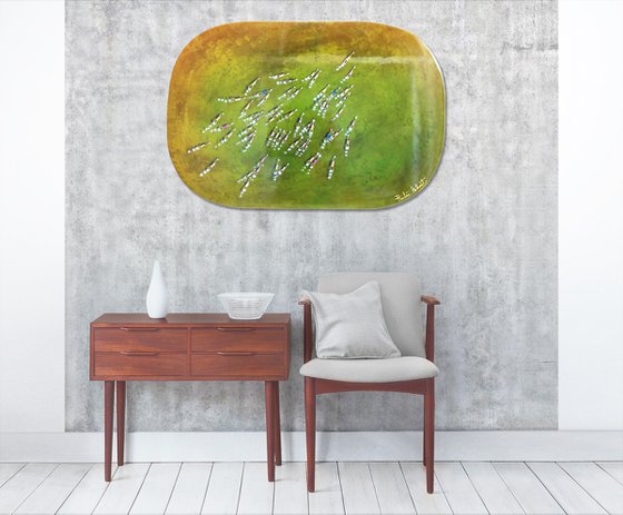 Swimmers 475 in Lake Carezza Italy epoxy resin green water