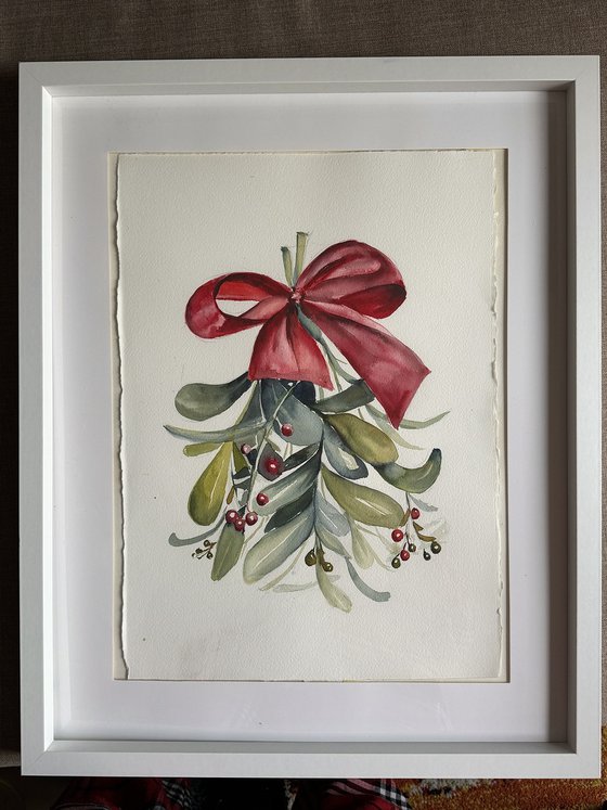 Branch of Christmas mistletoe