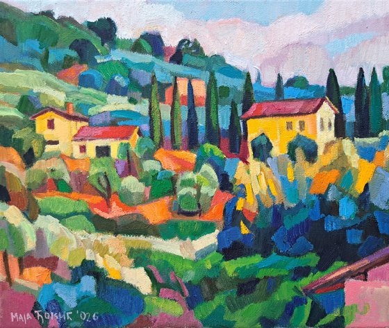 Sunlit hill of Tuscany
