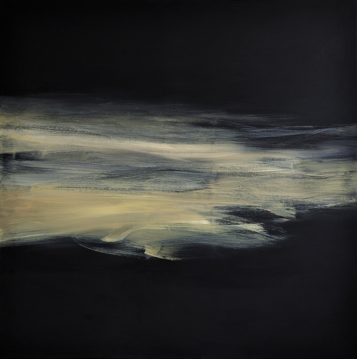 Expressive Abstract Acrylic Painting By Monica Sarandrea, 39 X 39", Out Of Darkness, Original Artwork