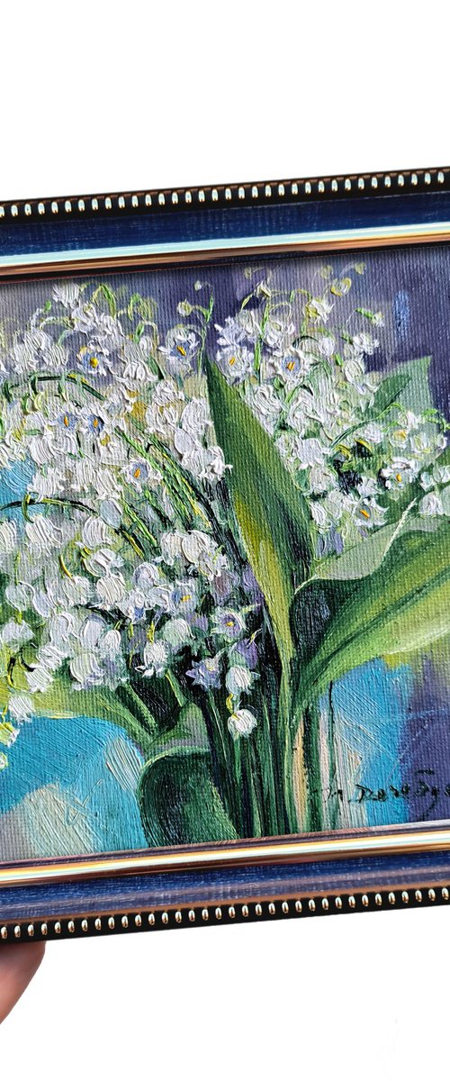 Lily of the valley flowers painting by Nataly Derevyanko