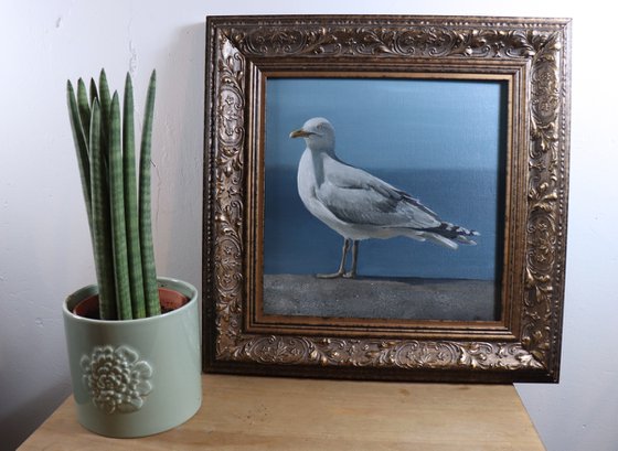 Lockdown Morning Chorus Series - By the Sea, Seagull Painting, Bird Art by Alex Jabore