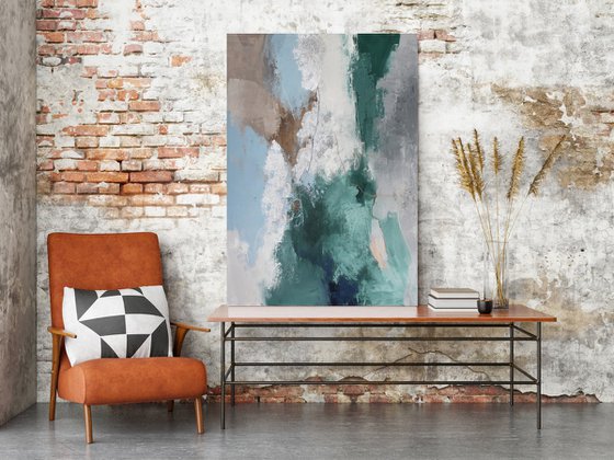 "West Coast" Abstract green blue gray art