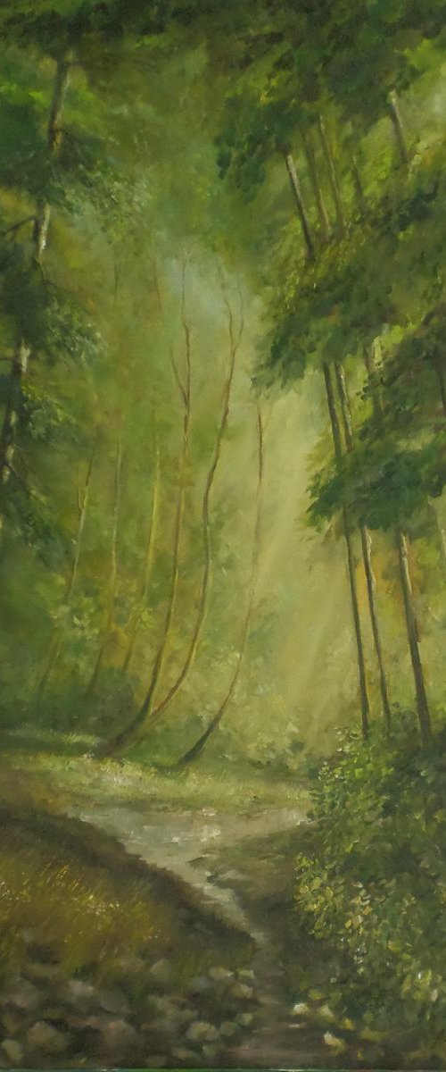 Forest, original, one of a kind, oil on canvas painting by Alexander Koltakov