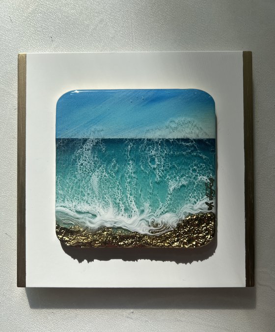 "Little wave" #8 - Miniature square painting