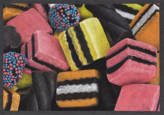 Original pastel drawing "Liquorice allsorts"