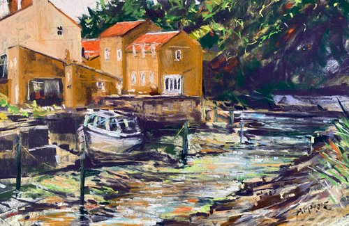 Afternoon Light on the Beck, Staithes by Andrew Moodie