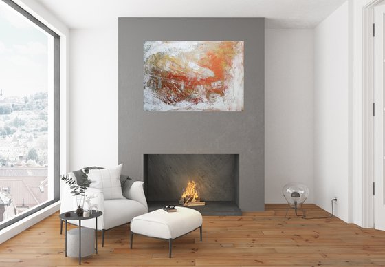 Trought the frozen window  - silver, golden, copper abstract