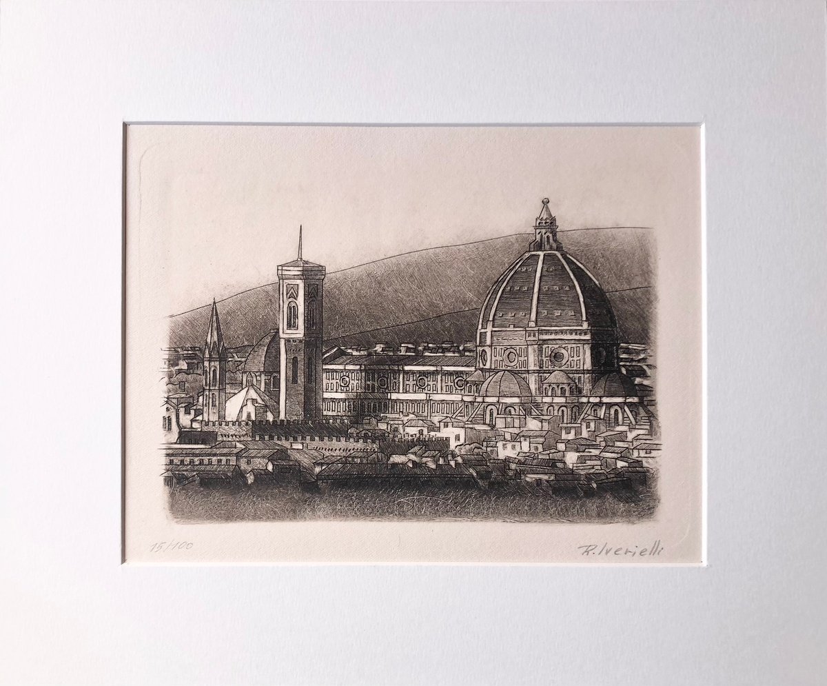 Graphic Etchings & Engravings , Florence, Duomo By Revaz Tcheishvili, 12 X 10, Artwork For Sale On Artfinder