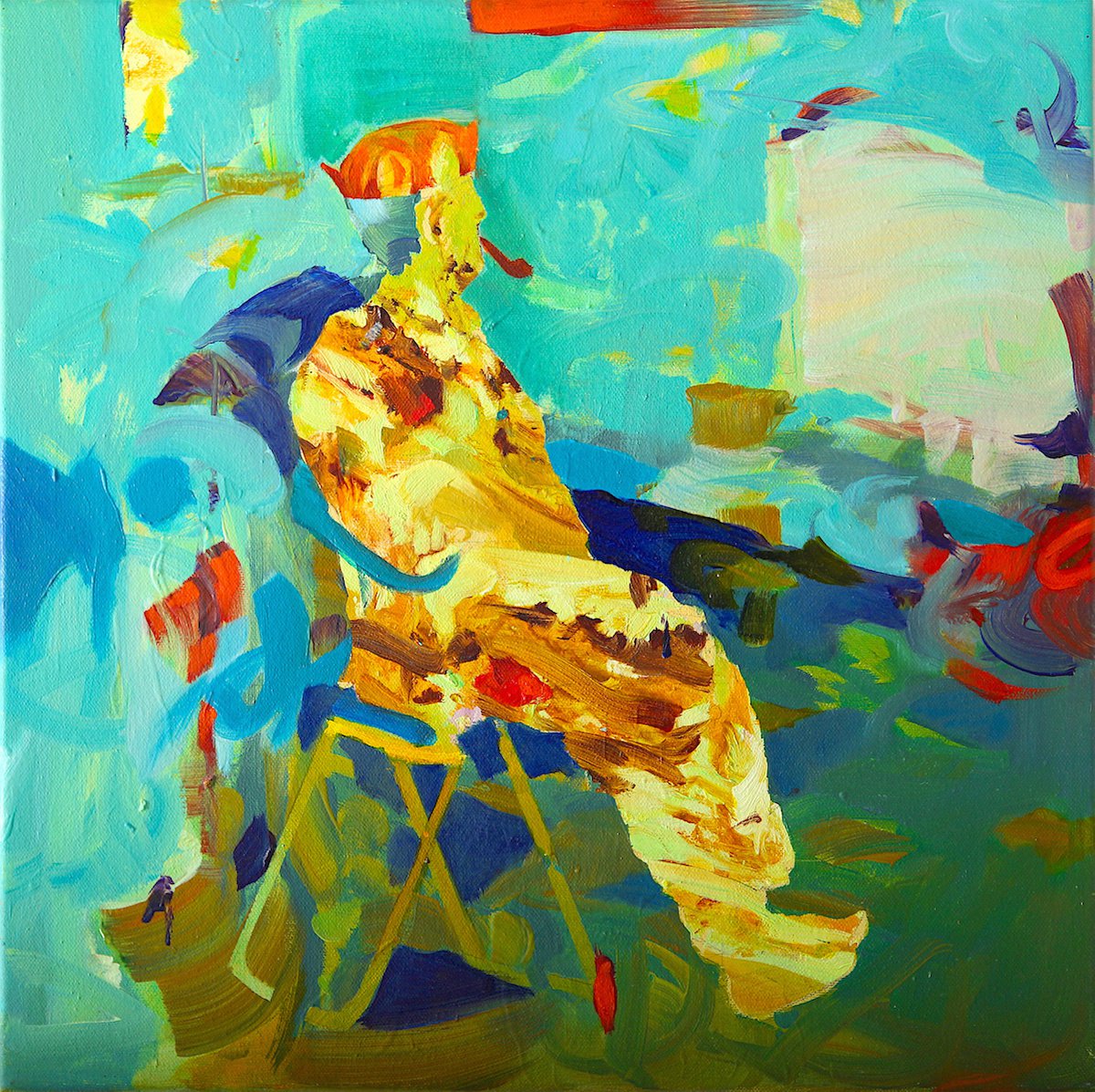 Expressive Portrait Oil Painting By Melinda Matyas, 16 X 16", Smoke And Silence, Original Artwork