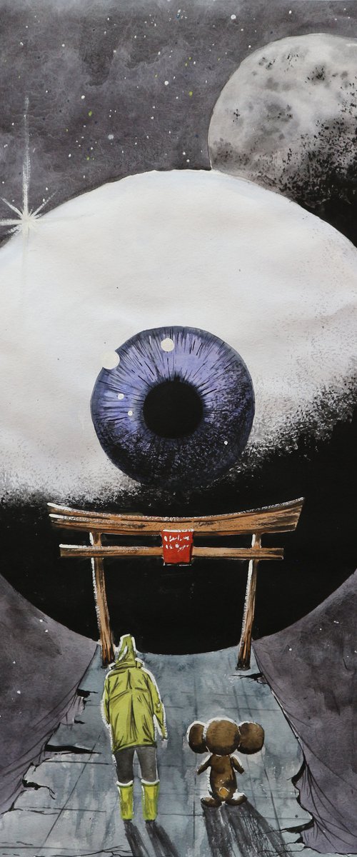 "The gaze of God" 2021 Watercolor on paper 60х42 by Eugene Gorbachenko