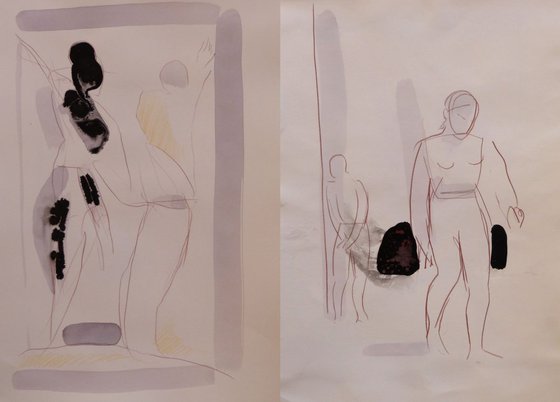 RELATIONSHIP - Diptych, 2 pencil drawings 29x42 cm each