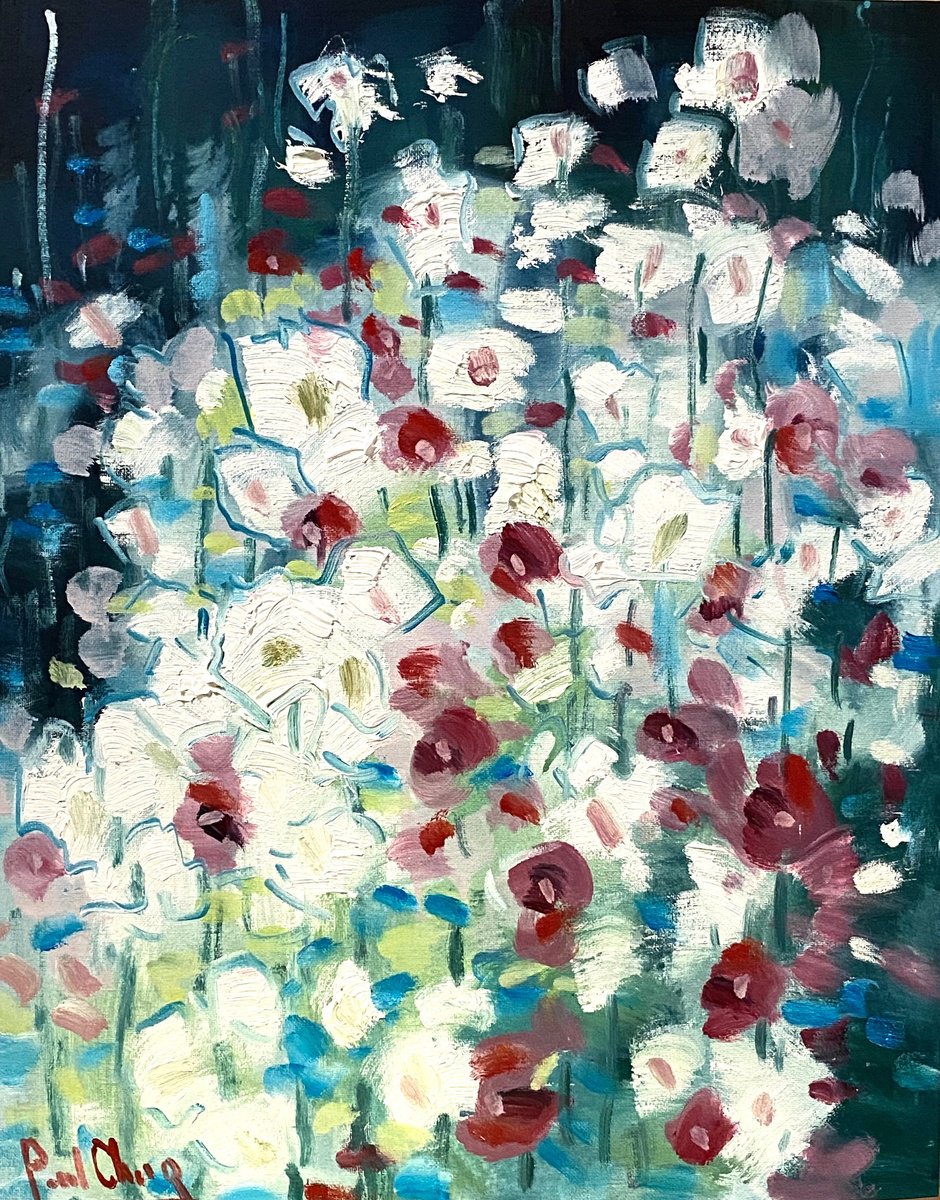 Impressionistic Botanical Oil Painting By Paul Cheng, 16 X 20", Flowers No.02, Original Artwork