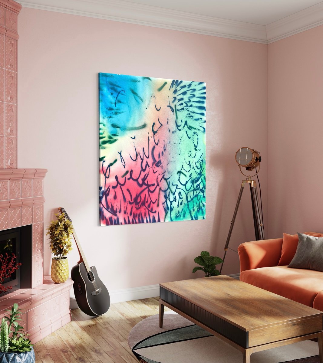 Abstract Acrylic Painting By Evgenia Makarova, 31 X 39, Abstract Splash Ii, Original Artwork