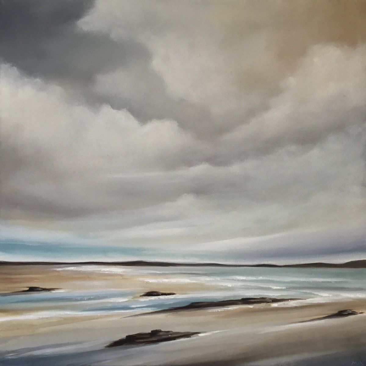 Expressive Landscape Oil Painting By Mullo Art, 16 X 16", Whispers Across The Sands, Original Artwork