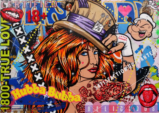 Hubba Bubba Hat Girl 140cm x 100cm Sexy Woman Textured Urban Pop