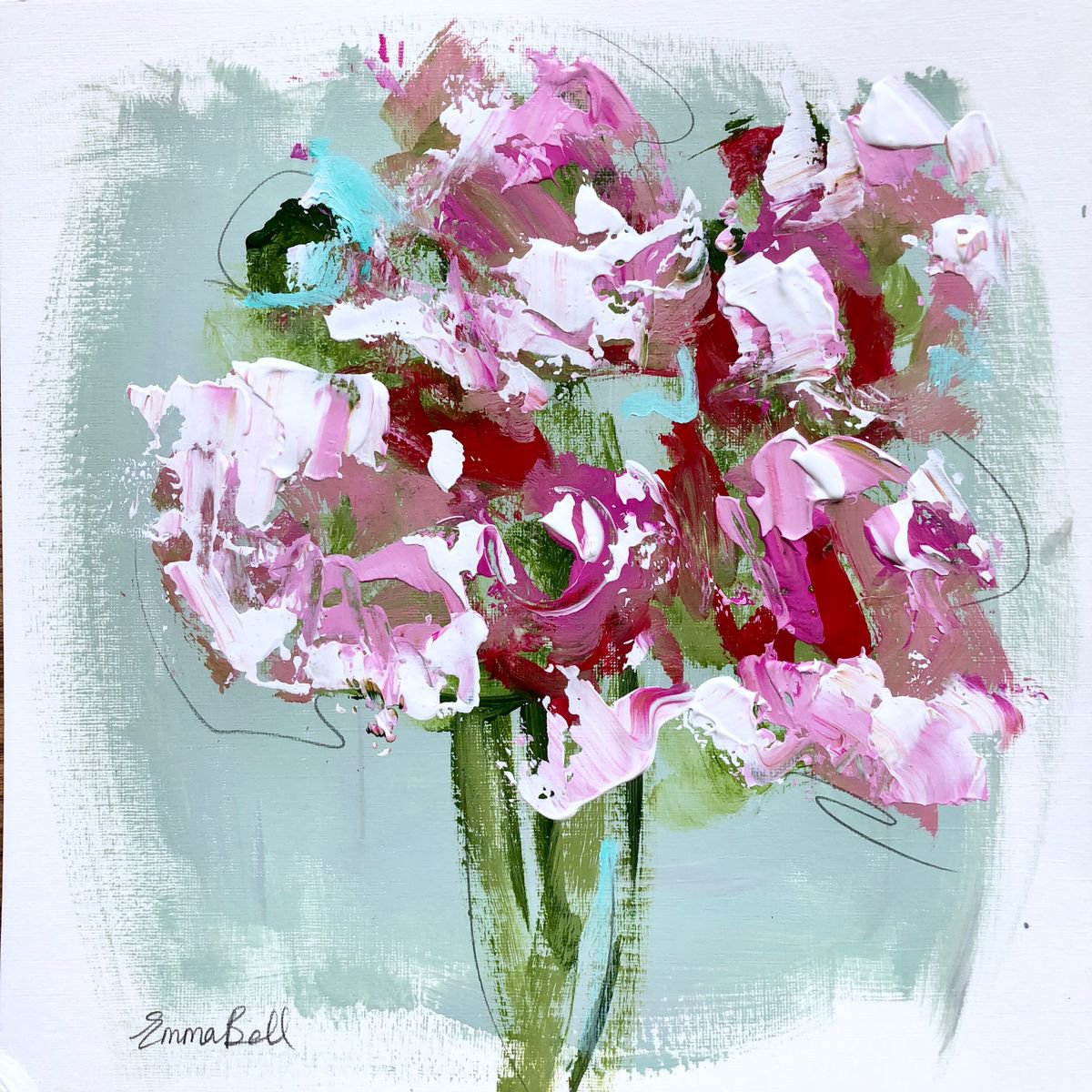 Pink Flower acrylic on paper 2 by Emma Bell
