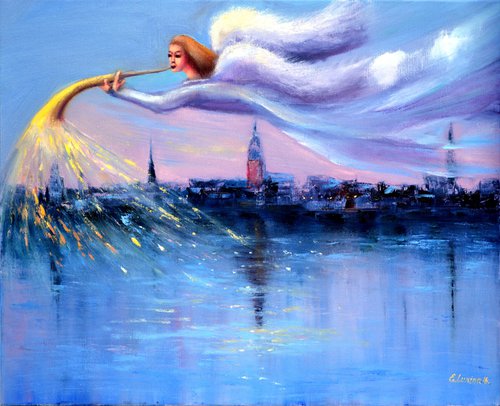 Angel above the City by Elena Lukina