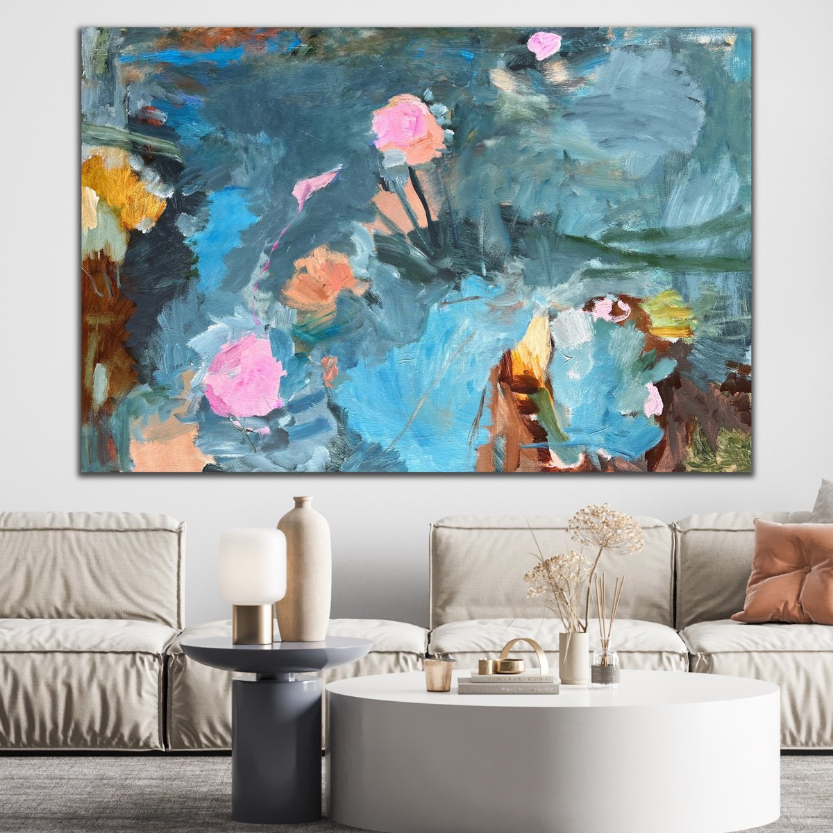 Organic Botanical Acrylic Painting By Kylie Sams, 60 X 40", The Wildlings, Original Artwork