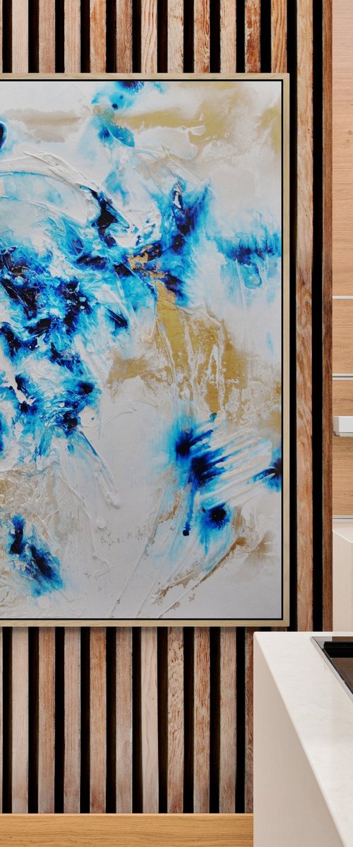 Ice Gold 120cm x 150cm Textured Abstract Art by Franko