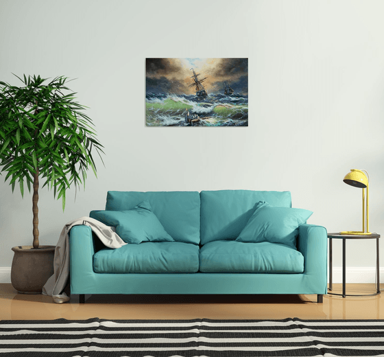 Restless sea -2 (60x90cm, oil painting)
