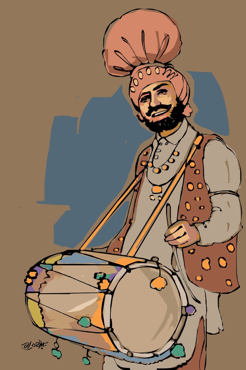 Abstract Acrylic Painting By Artist Gurdish Pannu, 24 X 36, Punjabi Dhol Painting, Original Artwork