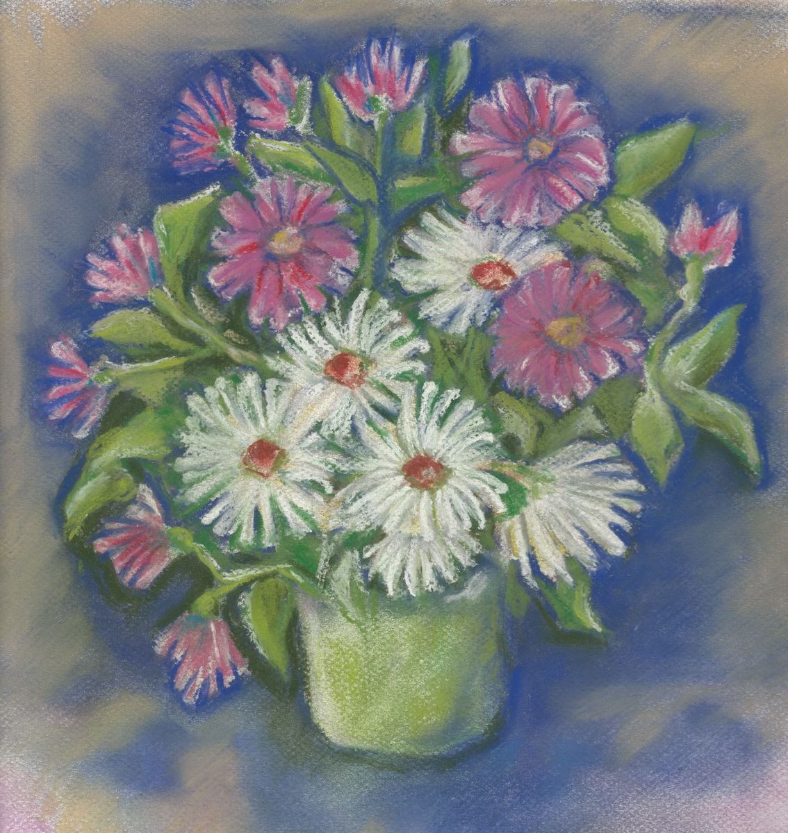 Mixed Daisies Pastel by Charlotte Williams