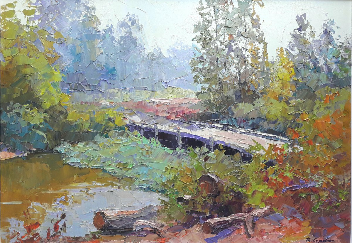 Oil painting Bridge in the forest by Boris Serdyuk