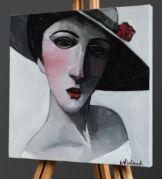 Portrait inspired by Modigliani - Original Acrylic painting