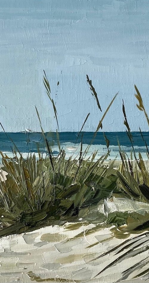 Seascape Original Oil Painting north Caroline  beach 22x28cm by Leysan Khasanova