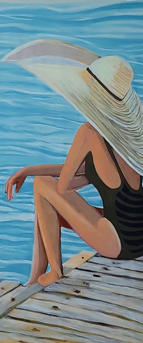 At the beach / 98 X 60 X 5 cm by Alexandra Djokic