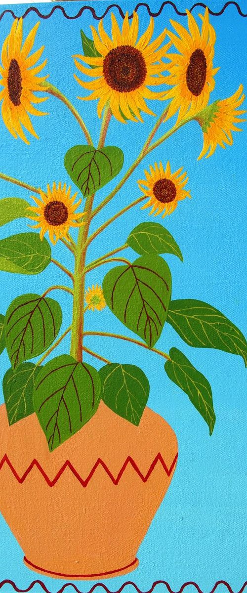 Sunflower in Pot by Ruth Cowell