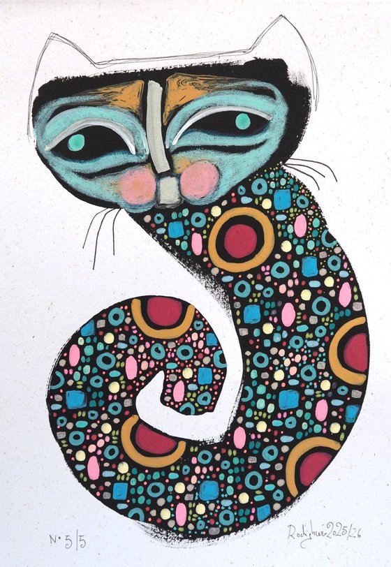 Squiggle Cat #5 whimsical geometric