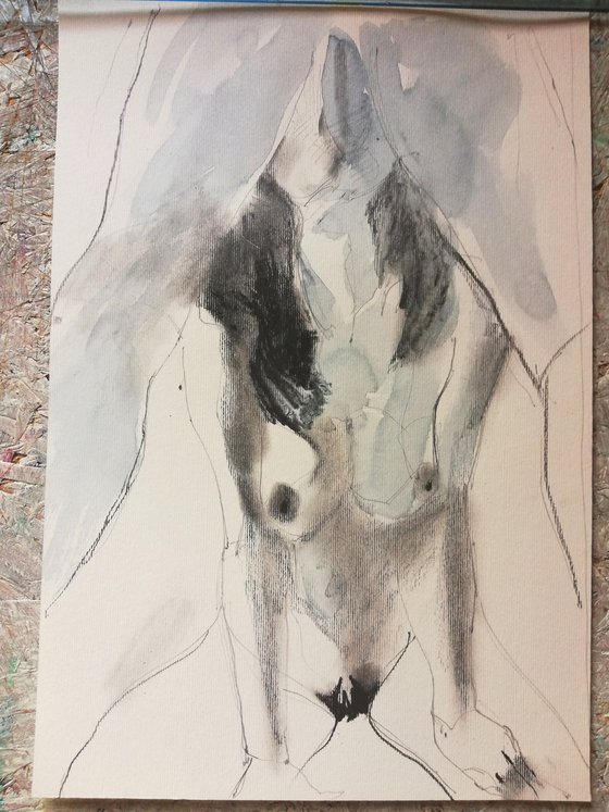 COMMISSION< Watercolour based on erotic sketch