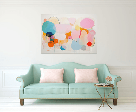 Large abstract with pale pink and blue circles 1412234